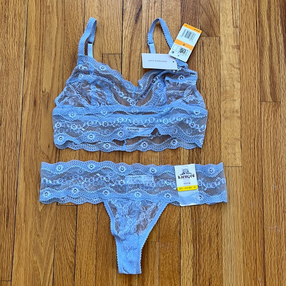 NWT bralette (size small) and thong (size medium) set